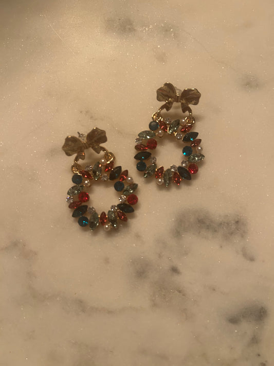 Rhinestone Wreath Earrings