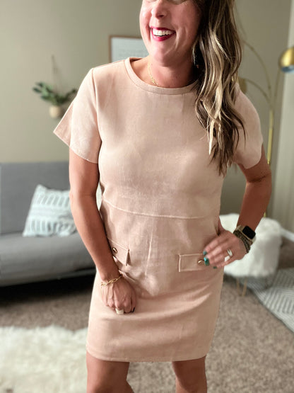 Suede mini dress Blush