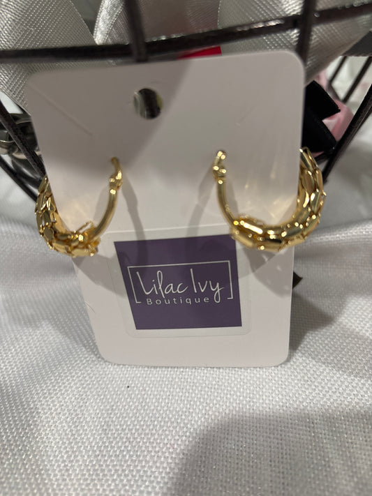Embellished gold hoops