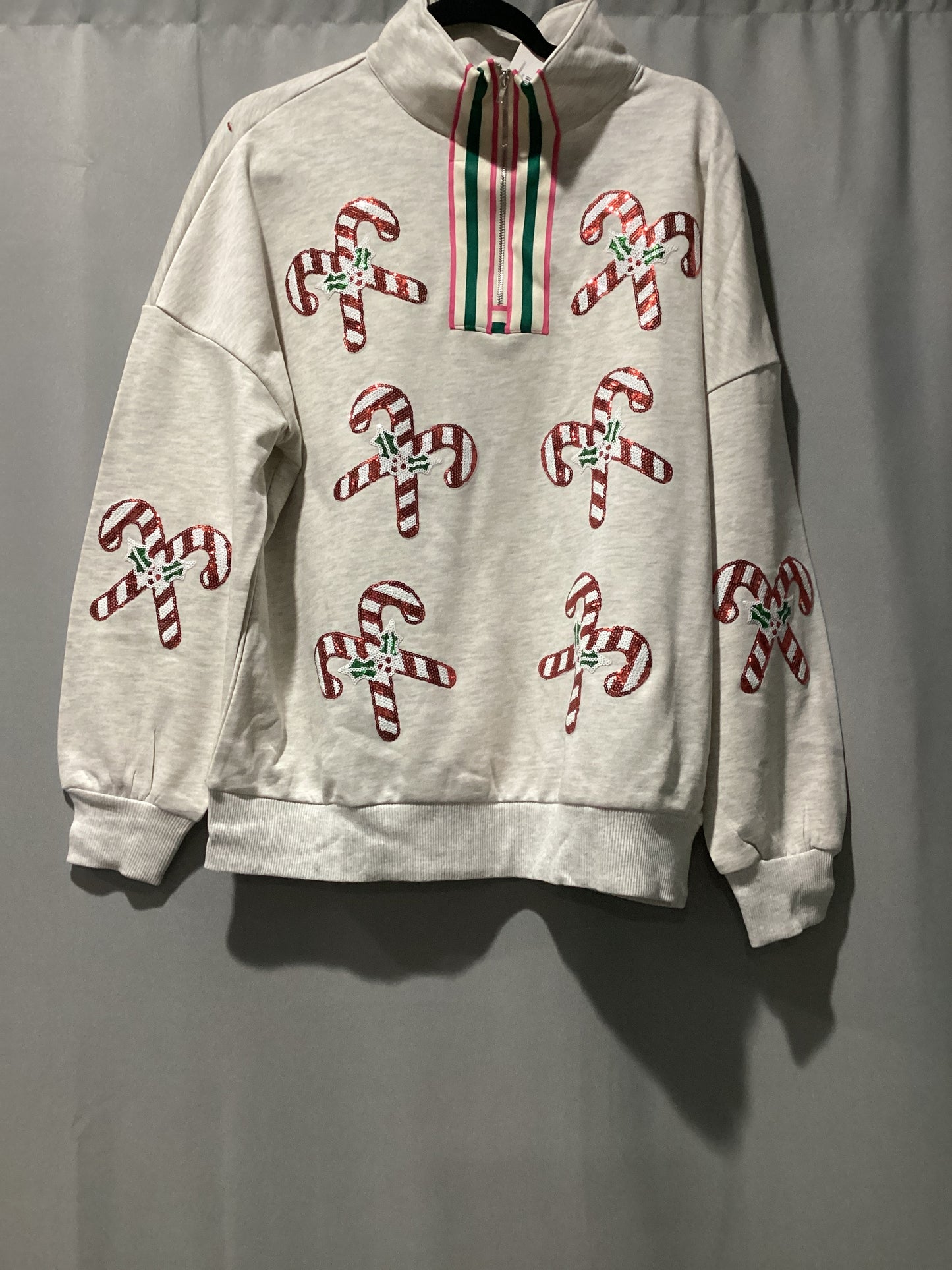 Sequin candy cane sweatshirt