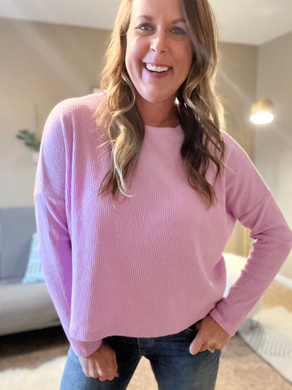 Ribbed dolman sleeve - lavender