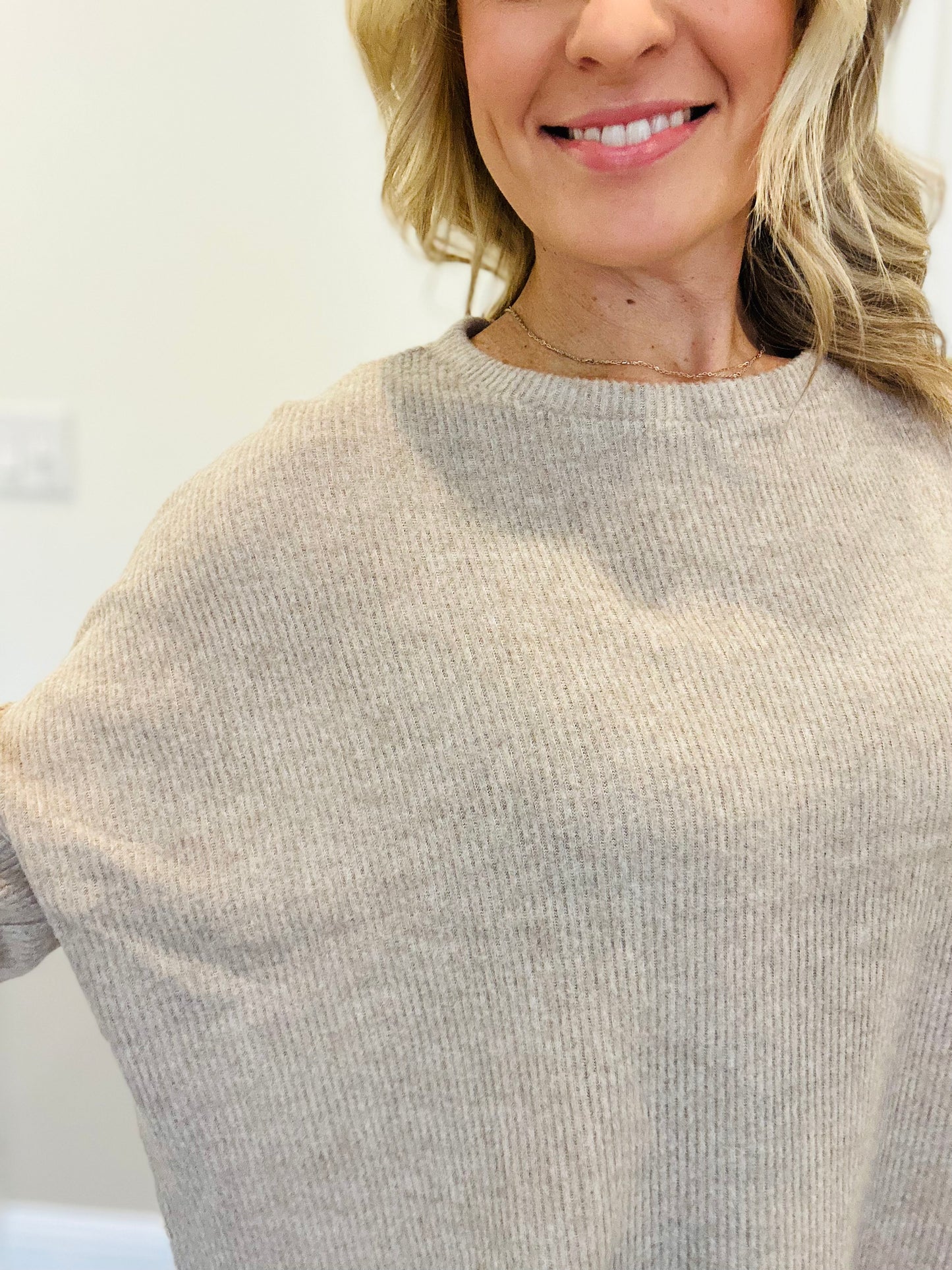 Ribbed dolman long sleeve sweater