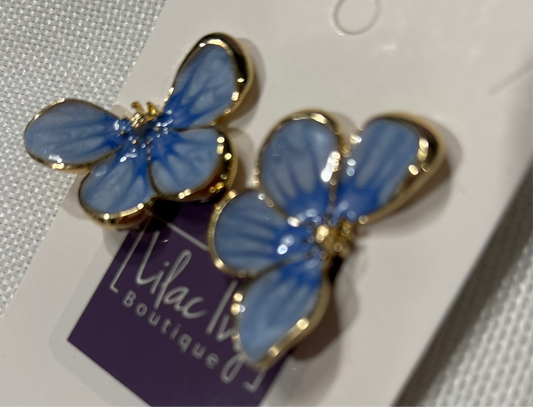 Blue enamel flower earrings