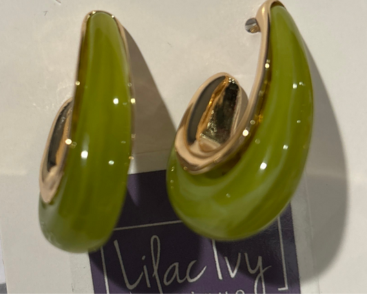 Green enamel and gold earrings