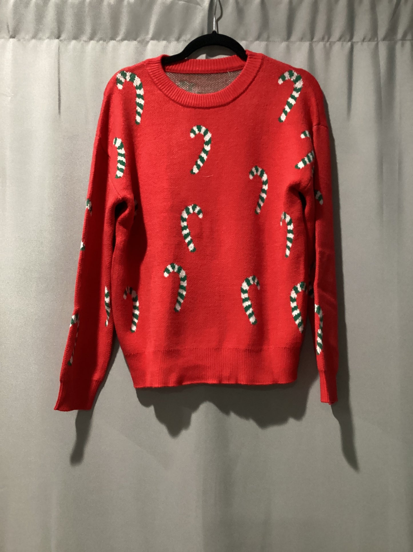 candy cane sweater in green and red