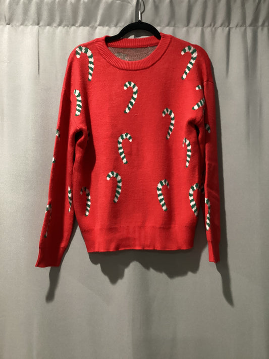 candy cane sweater in green and red