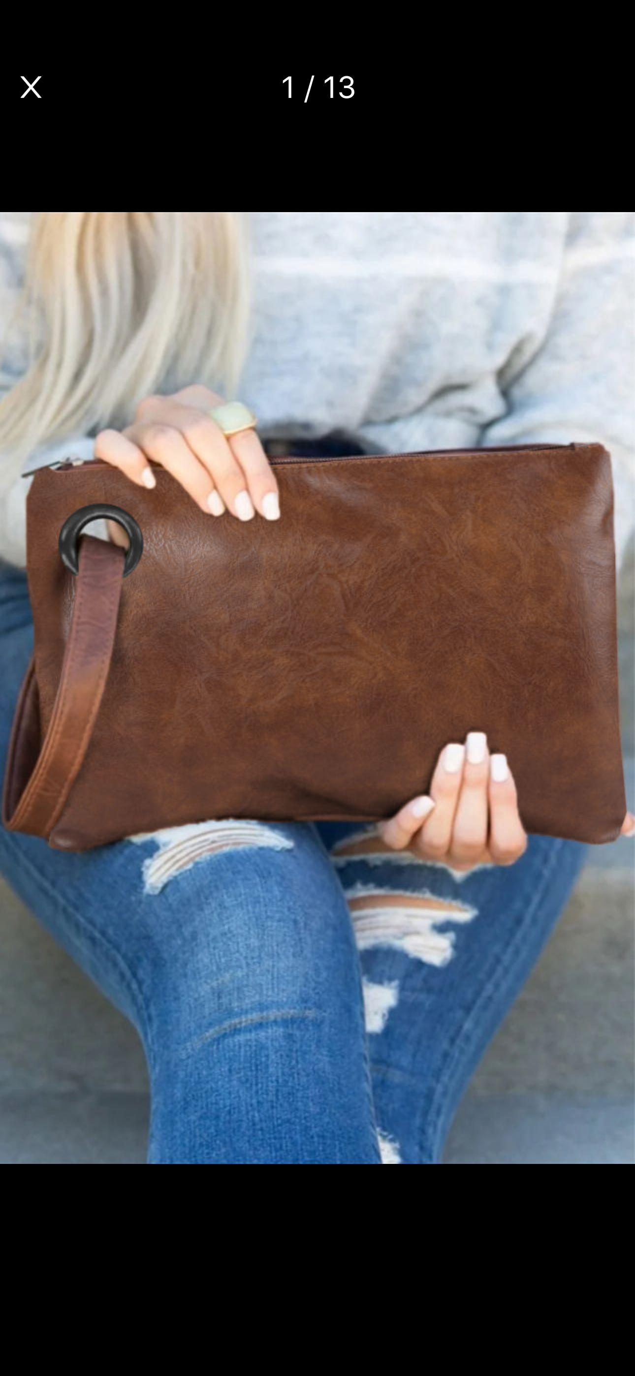 Vintage leather oversized clutch bag