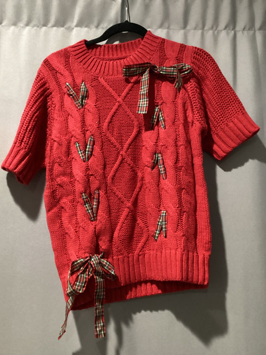 Plaid lace up detail holiday shirt