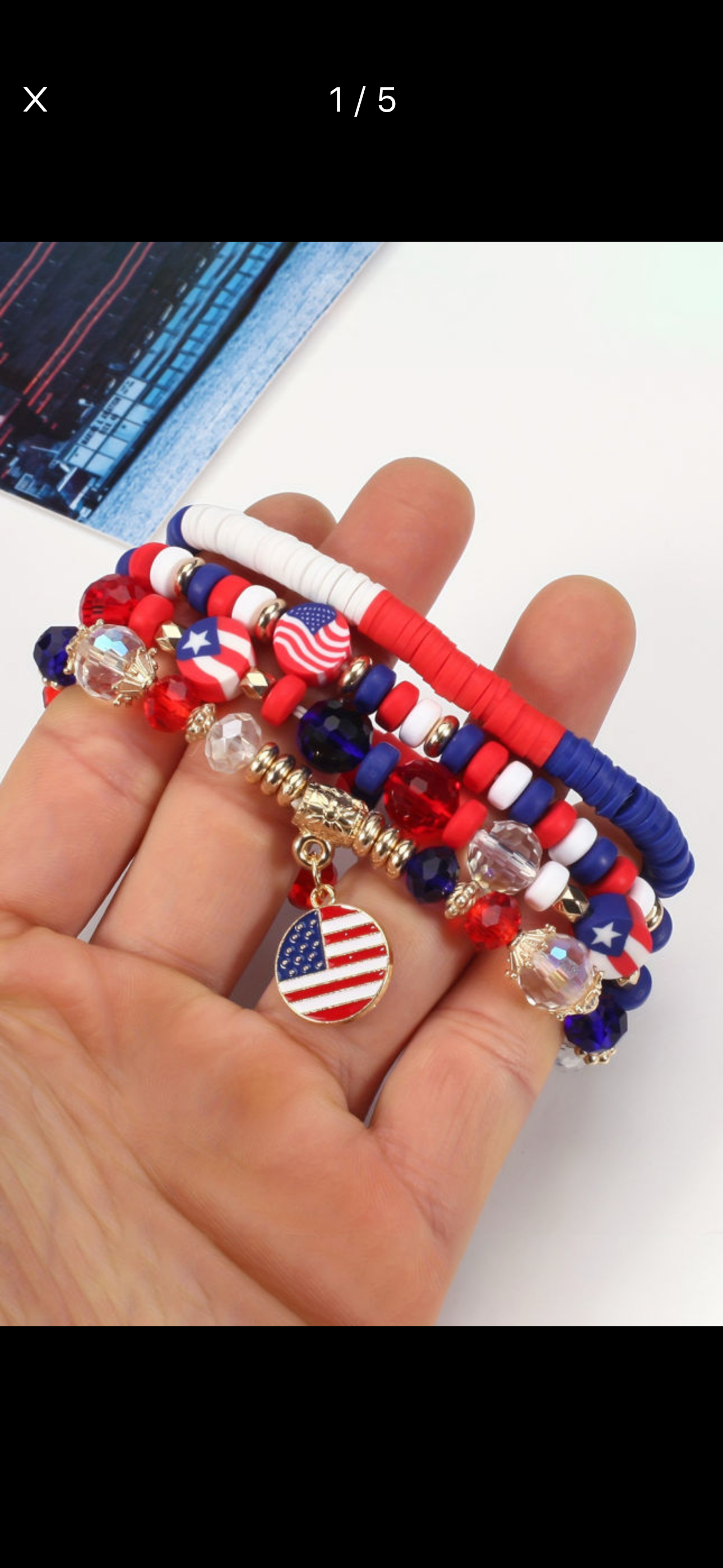 Flag day beaded multi layered bracelet