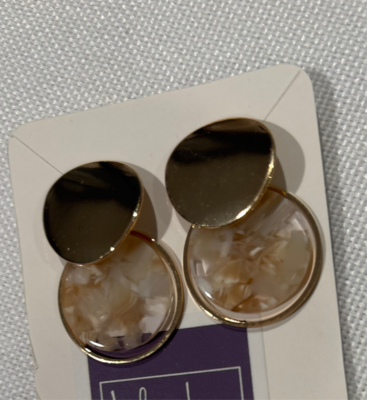 Gold acrylic hoop clip on earrings