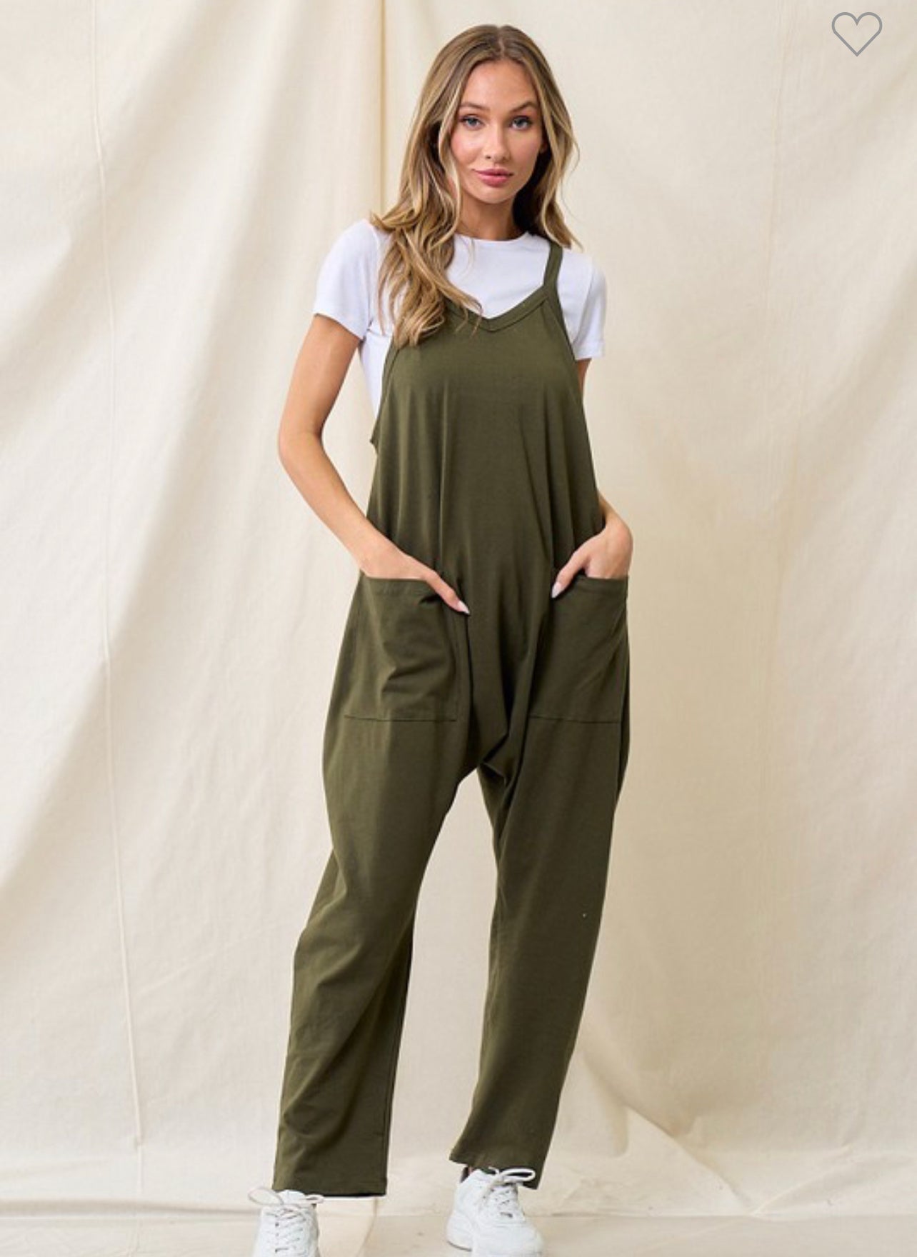 Just because solid jump suit olive