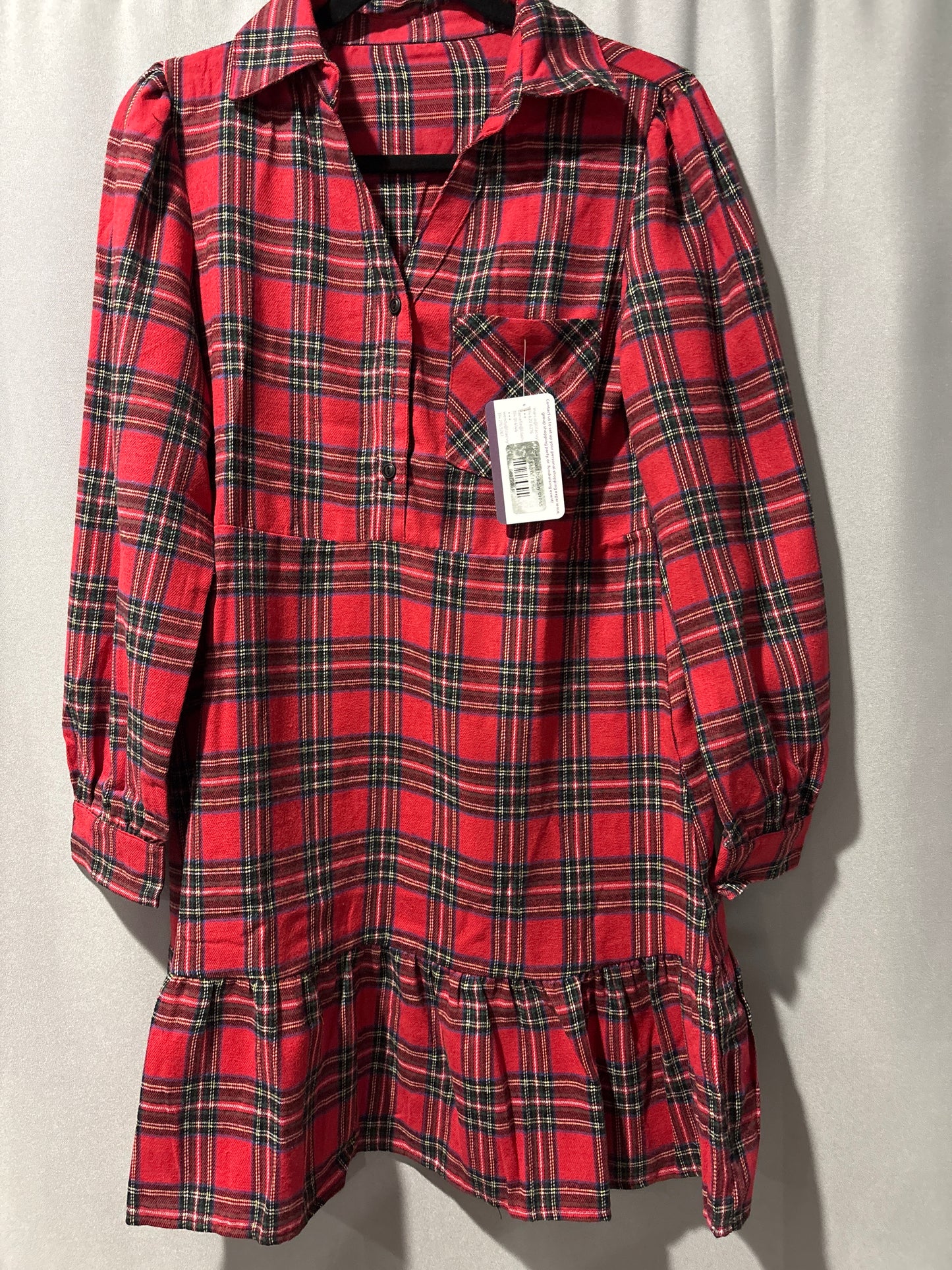 Red plaid holiday dress