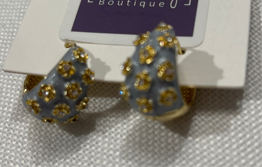 Blue rhinestone stud, hoop earrings