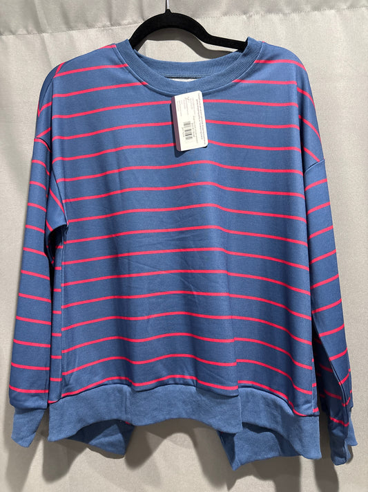 Stripe tulip back pullover sweatshirt
