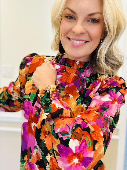 Long sleeve floral blouse