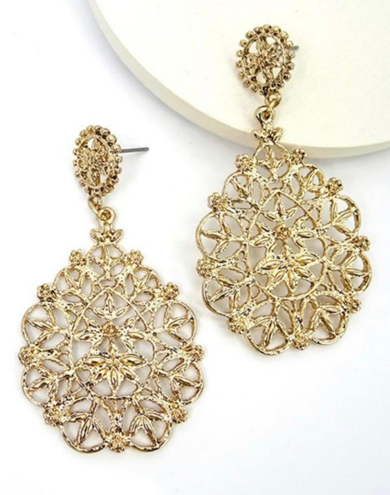 Filigree gold statement earrings