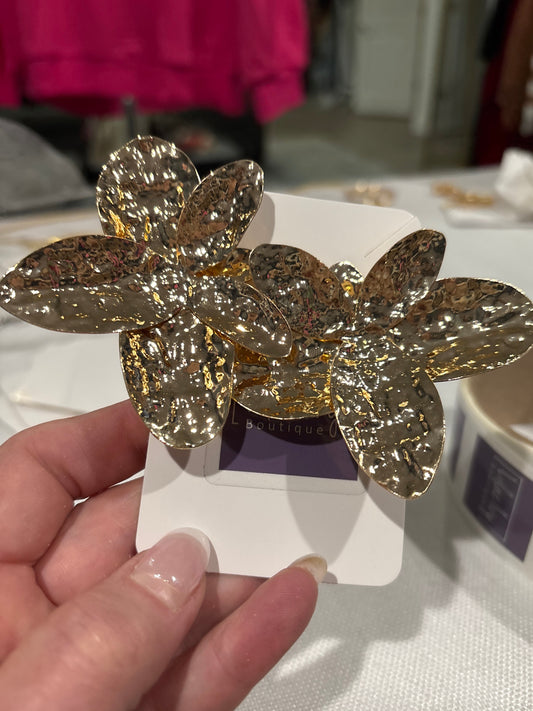 Large gold flower earrings