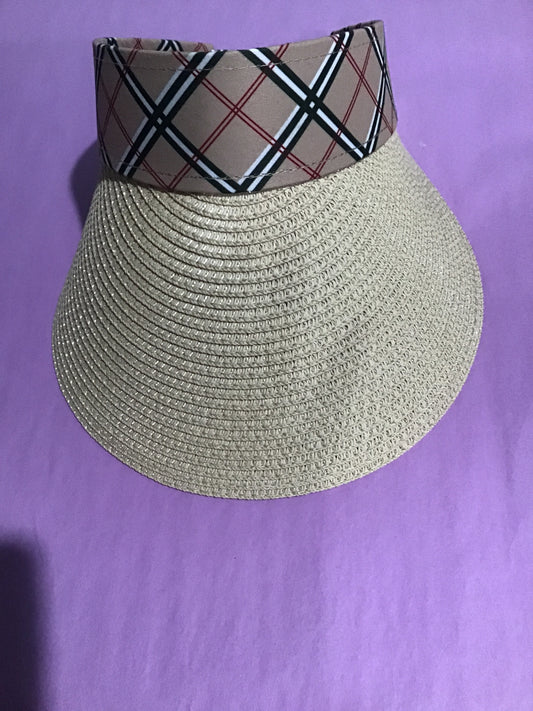 Burberry like straw visor, beige color