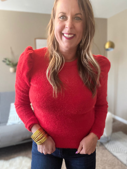 Fuzzy crew neck sweater