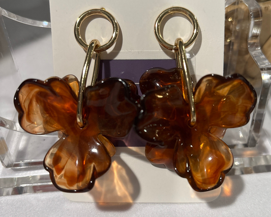 Tortoiseshell acrylic flower earrings
