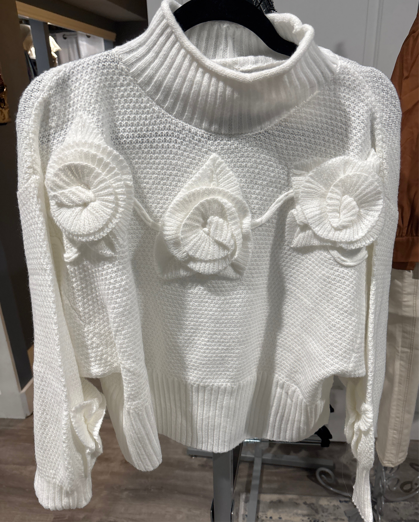Long sleeve flower sweater