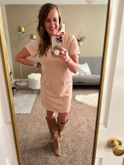 Suede mini dress Blush