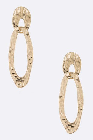 Long gold oval earrings