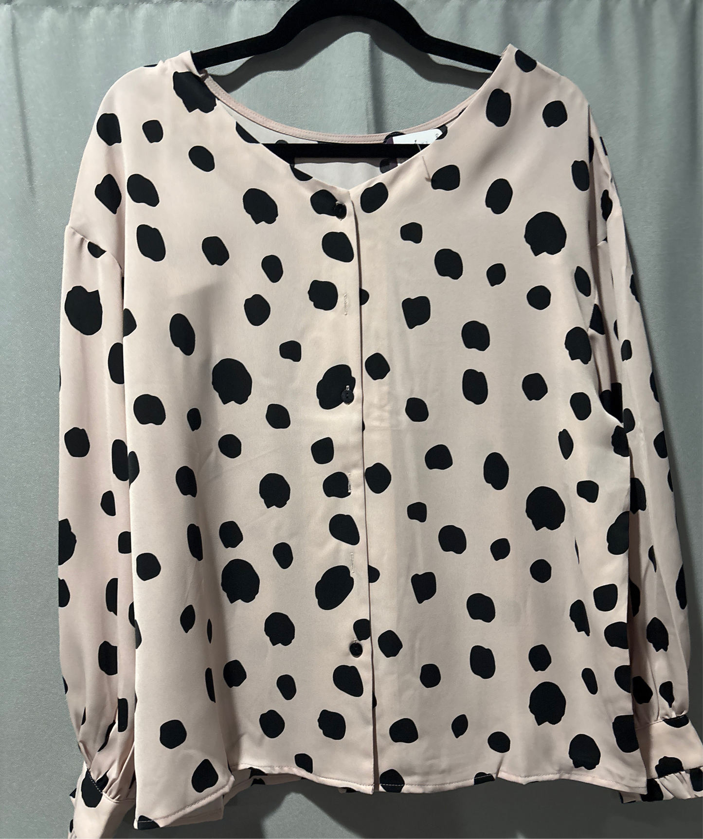 Pink polkadot blouse