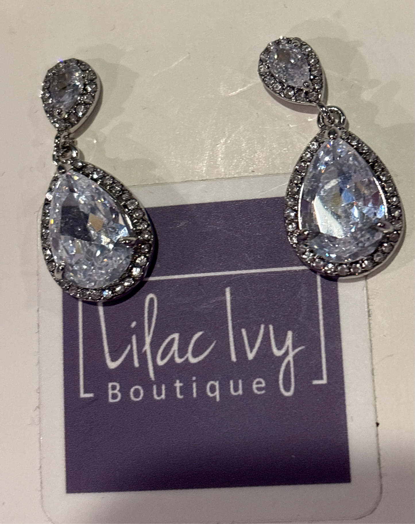 Large crystal drop earrings