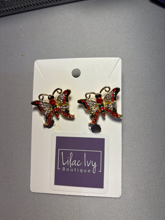Jeweled butterfly earrings