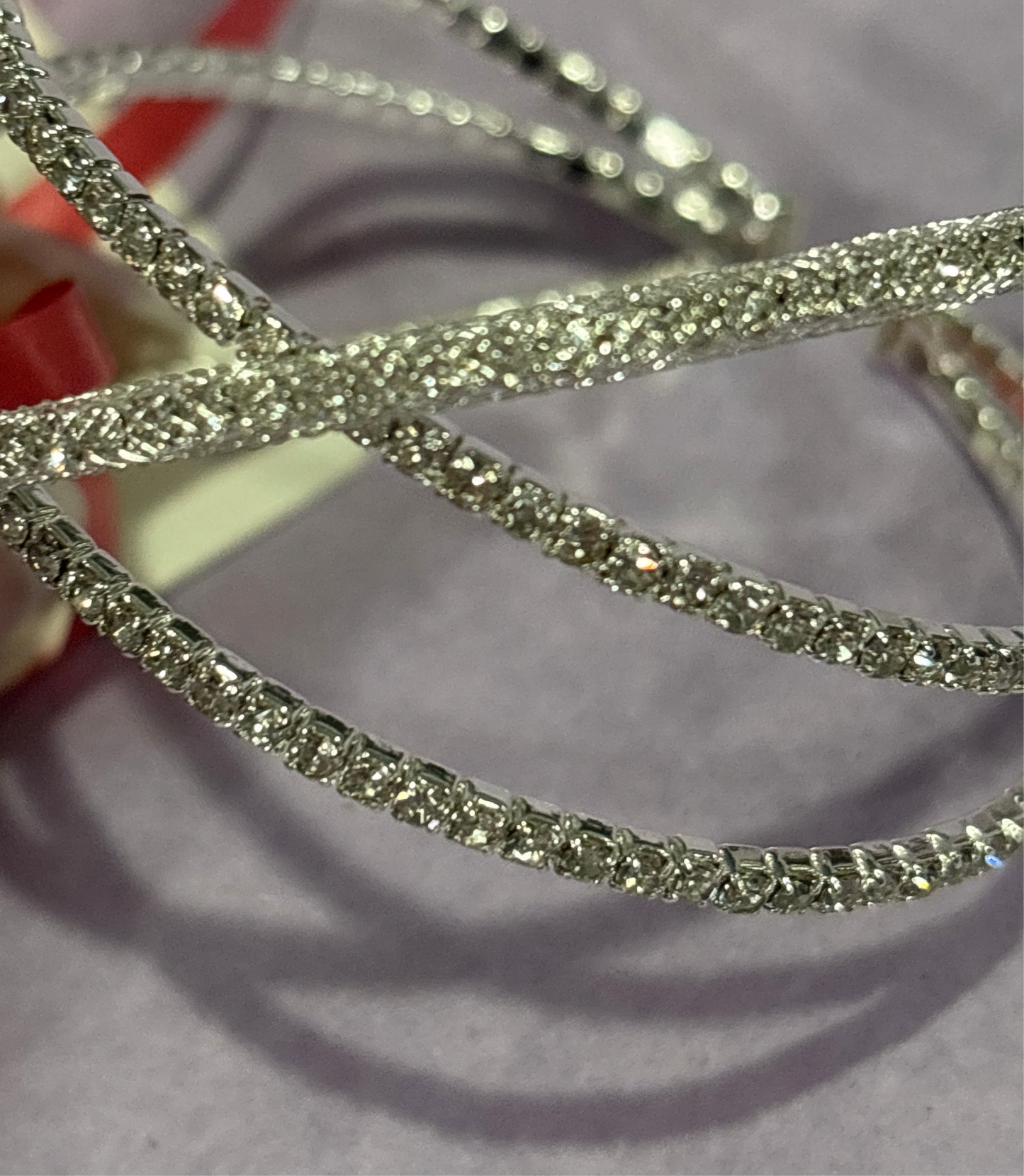 Three strand rhinestone crisscross bracelet