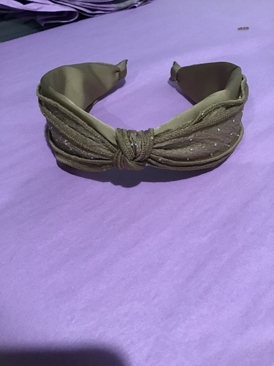Khaki stone, studded knot headband
