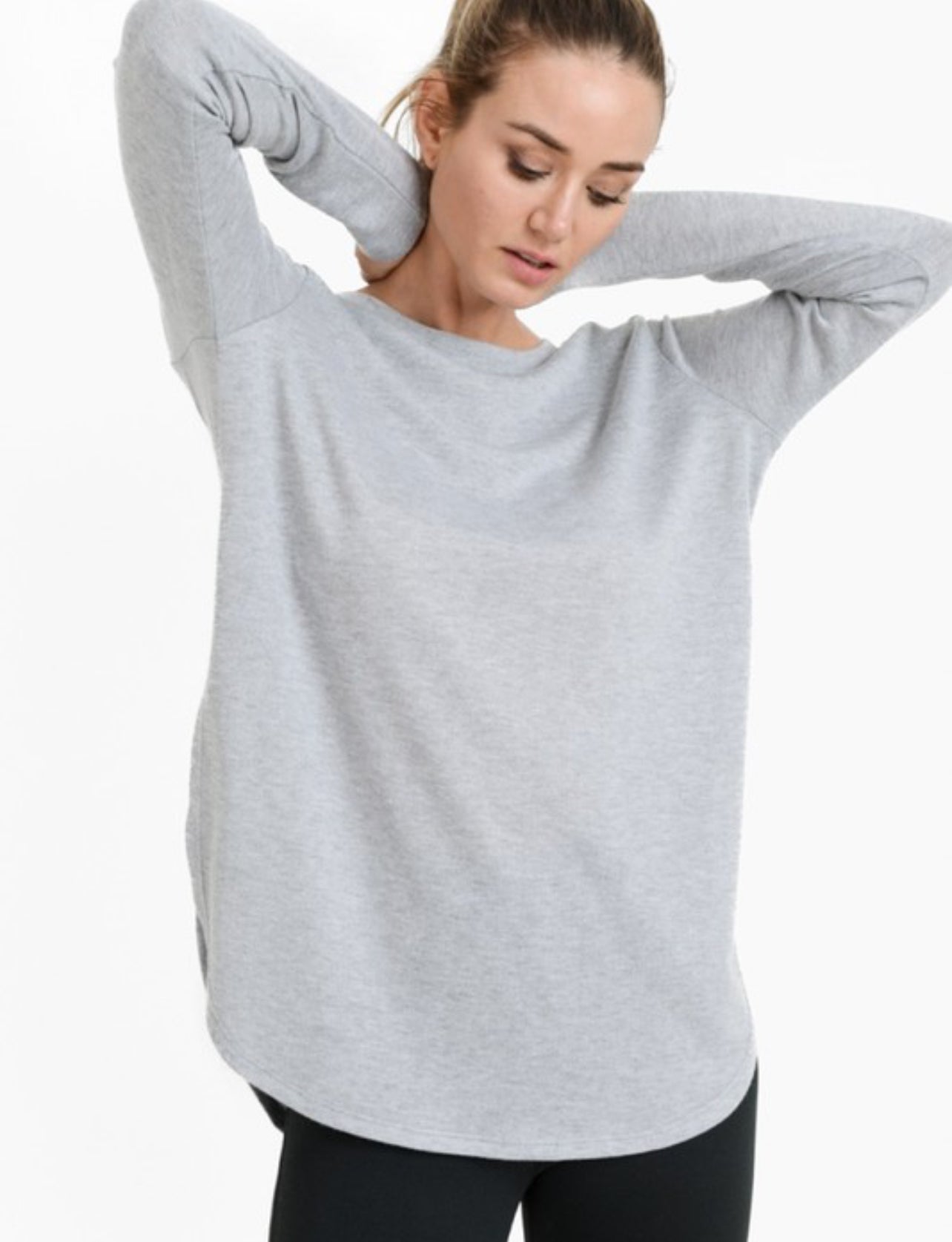 Long sleeve flow top - gray