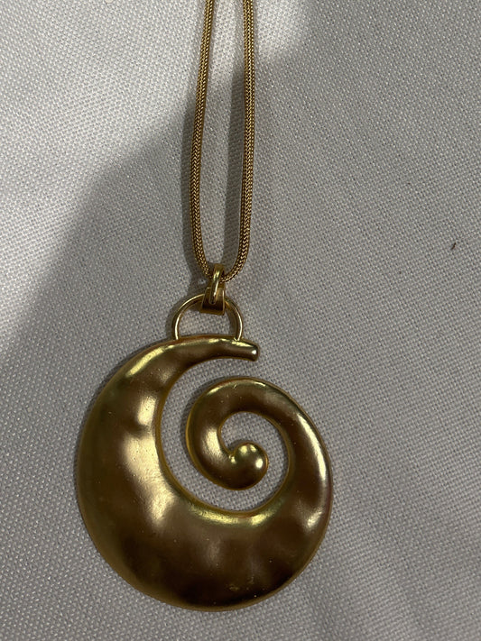 Large brushed gold shell pendant