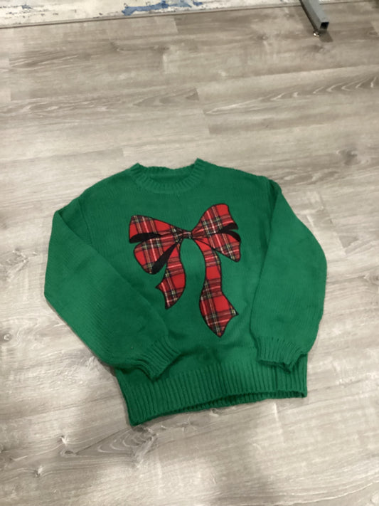 Plaid Christmas bow sweater