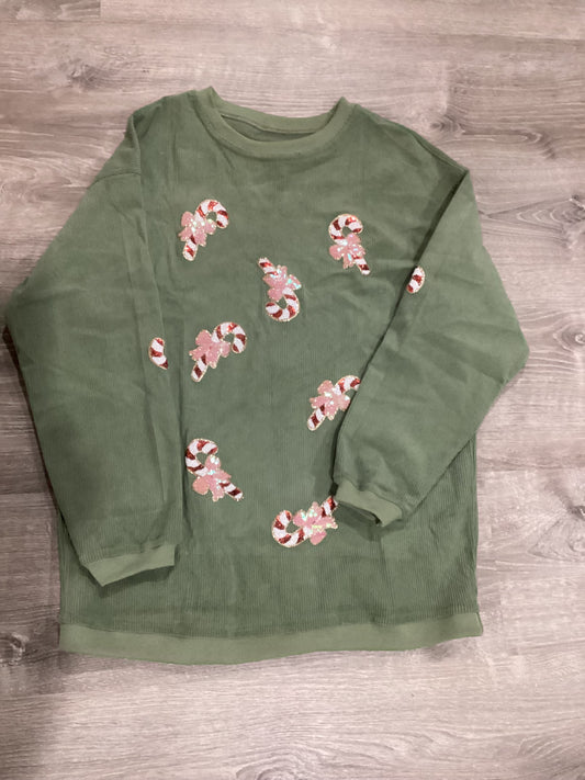 Candy cane, corduroy shirt