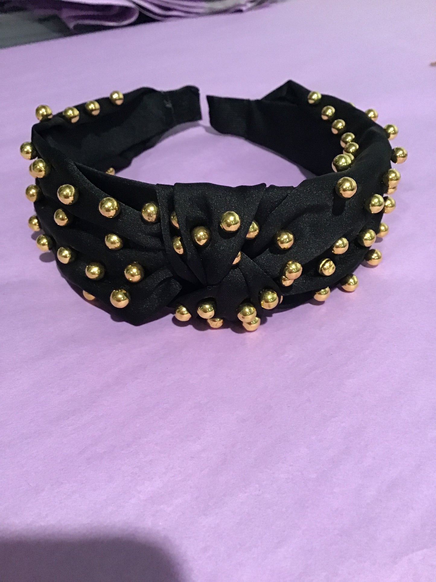 Gold bead, studded, wide headband