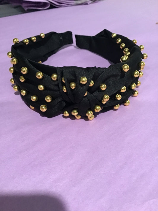 Gold bead, studded, wide headband