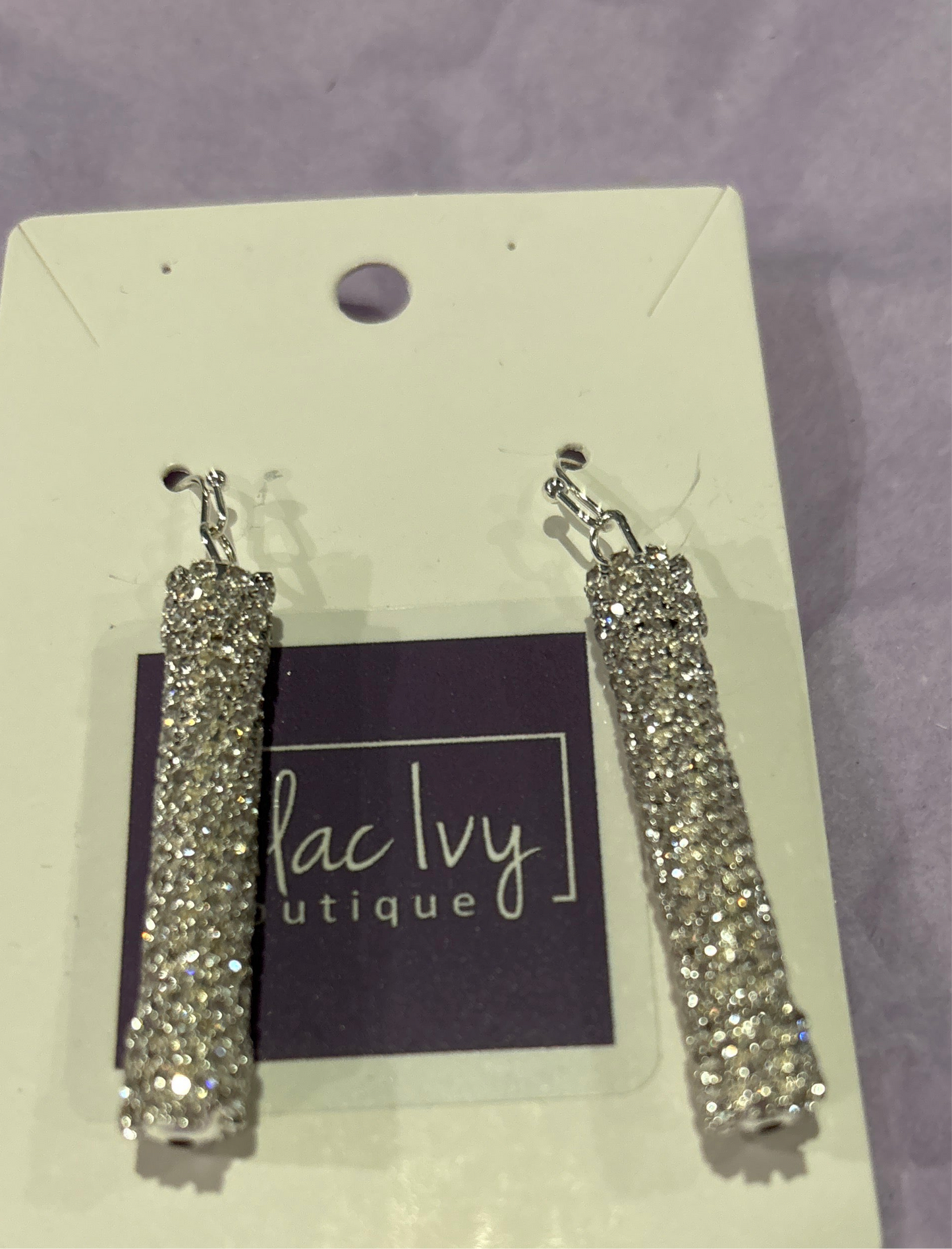 Rhinestone cylinder dangle earrings