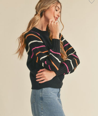 Stripe sleeve sweater