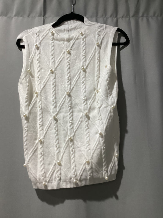 White pearl, high neck sweater vest