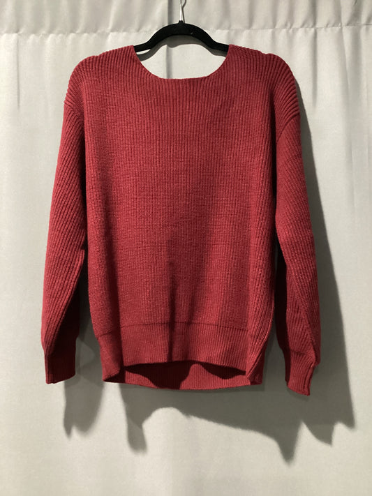 Red Dahlia ribbon knot backless sweater