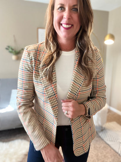 Liverpool plaid fitted blazer