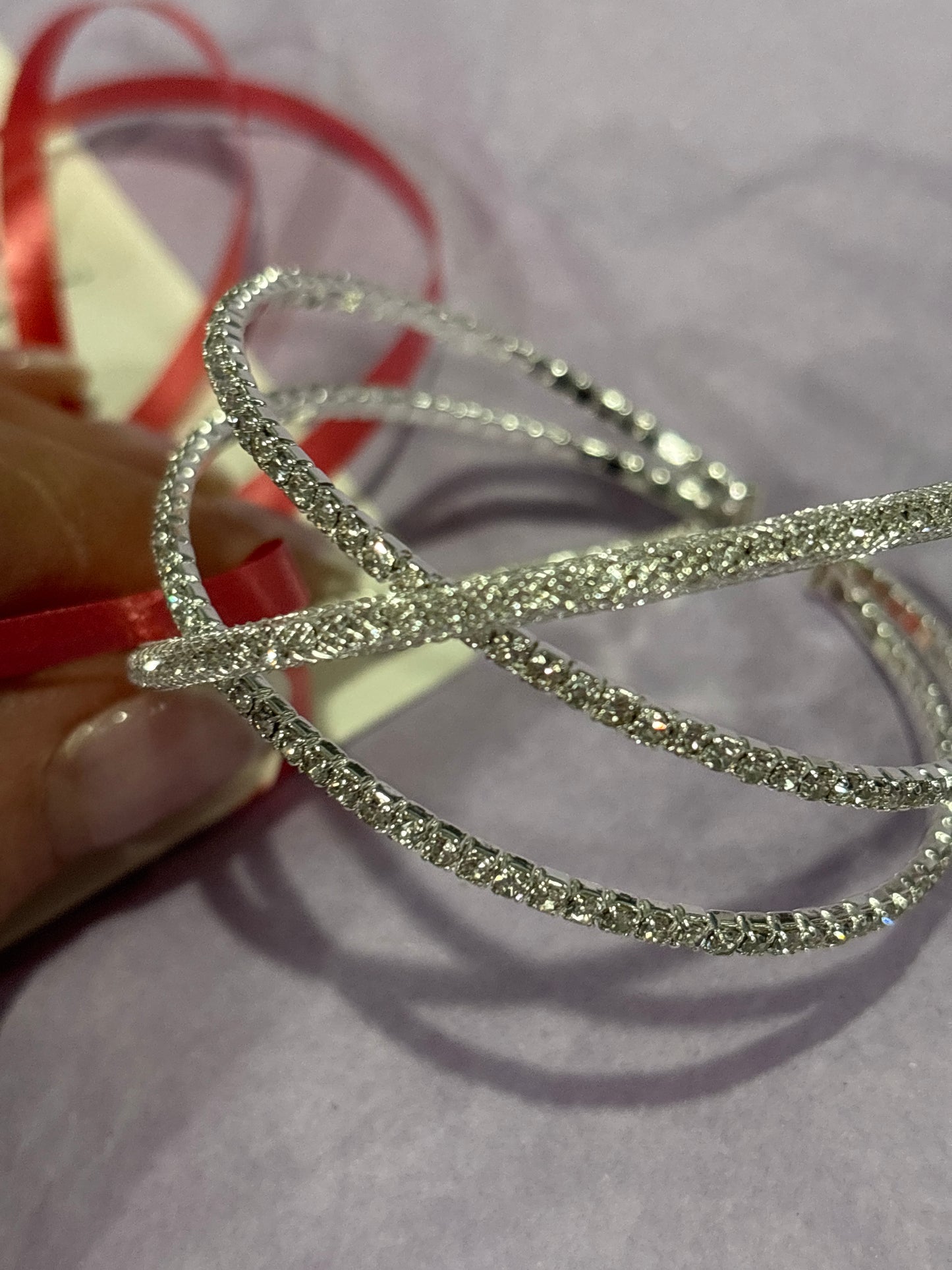 Three strand rhinestone crisscross bracelet