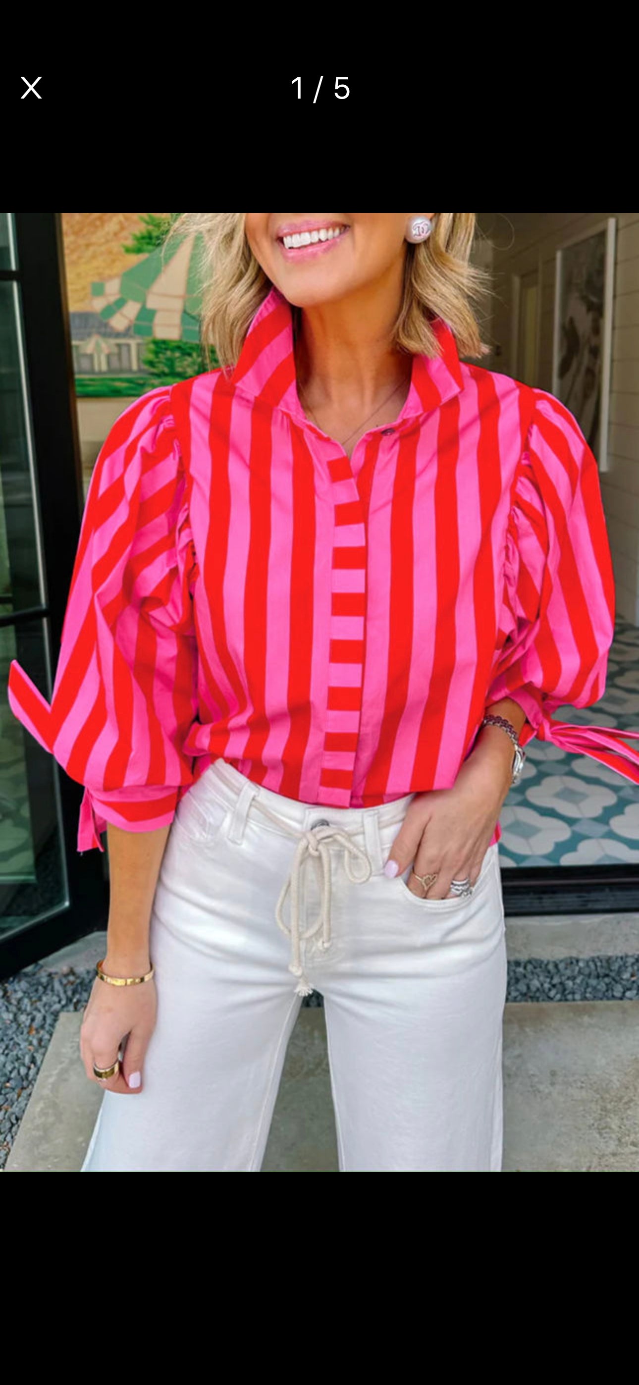 Puff sleeve women’s button down shirt