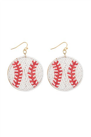 Baseball seed bead earrings