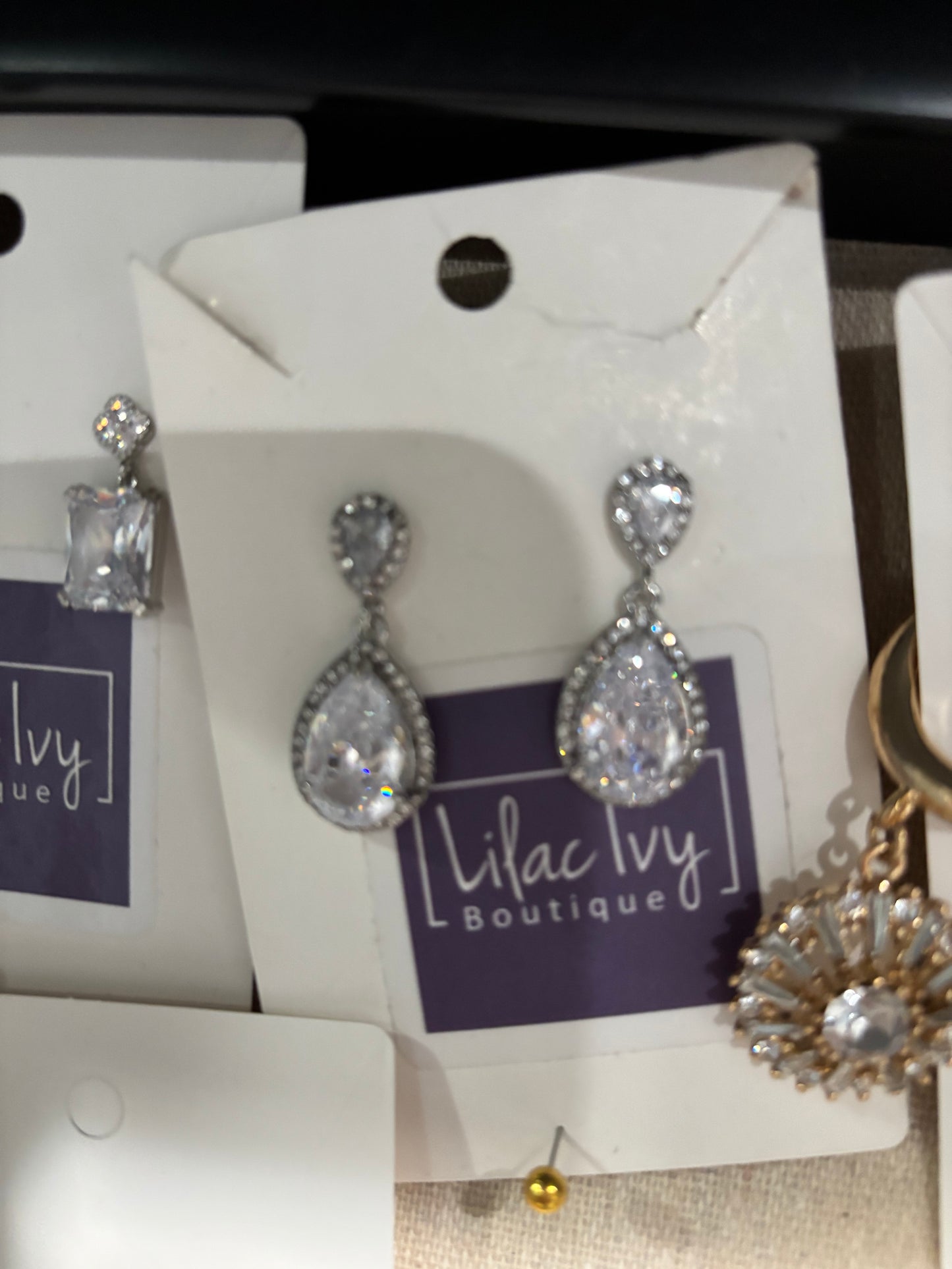 Large crystal drop earrings