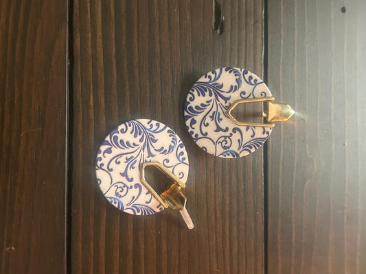 Blue + White Disc Earrings