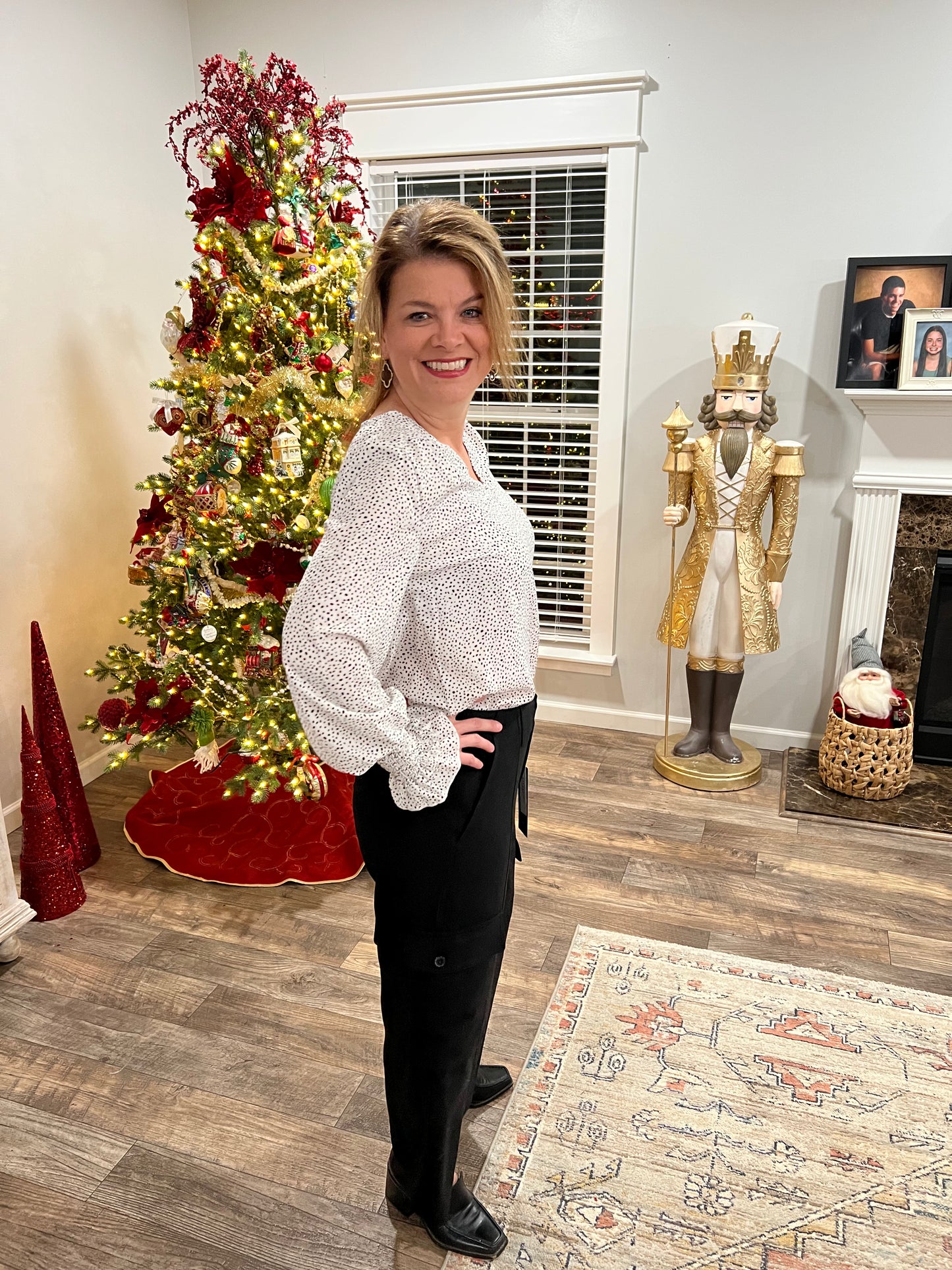 V-neck ruffle blouse