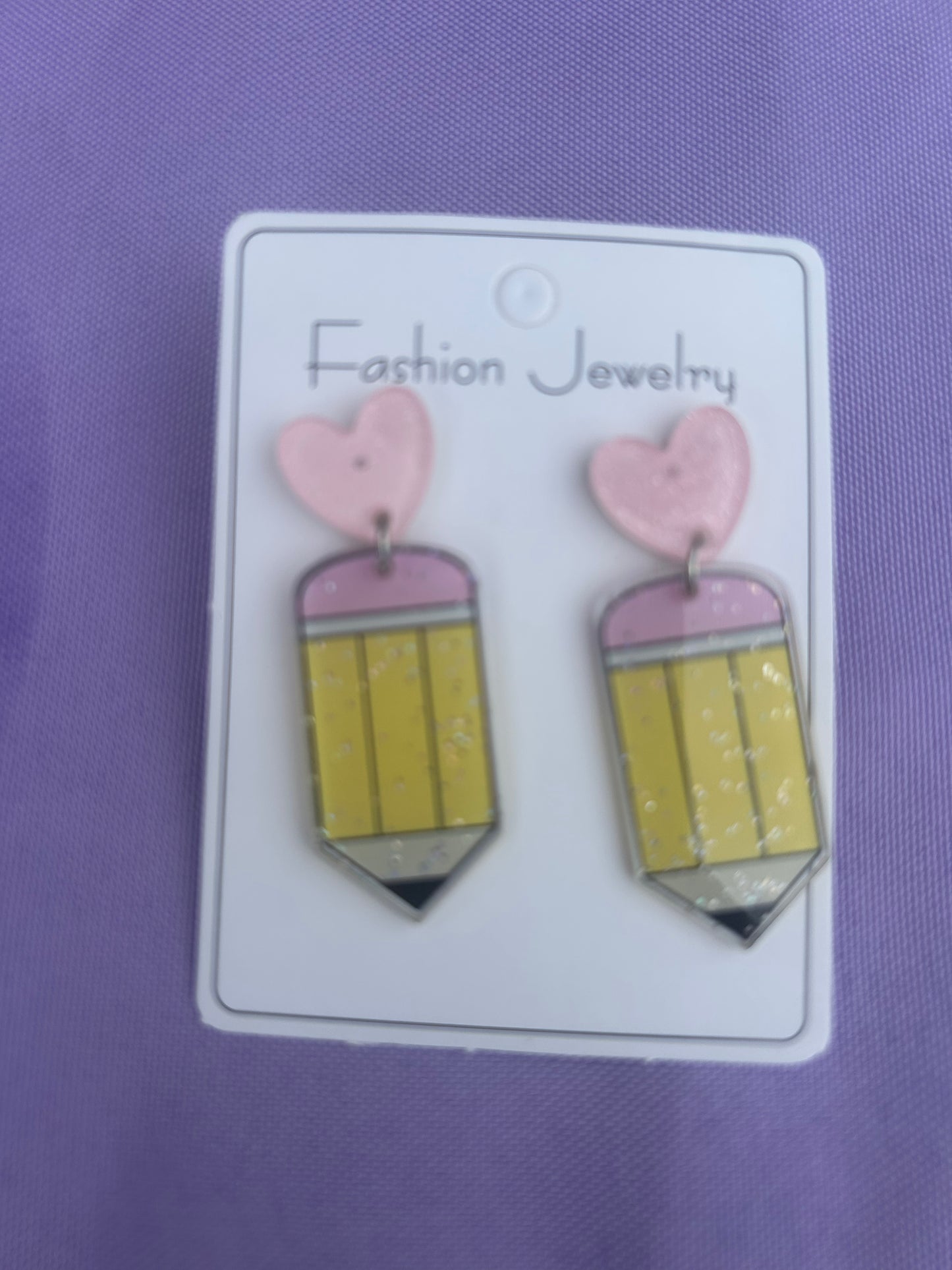 Acrylic Pencil Heart Earrings